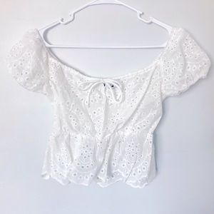 Womens Knot Detail Schiffy Peplum Top | White Size XS (2)